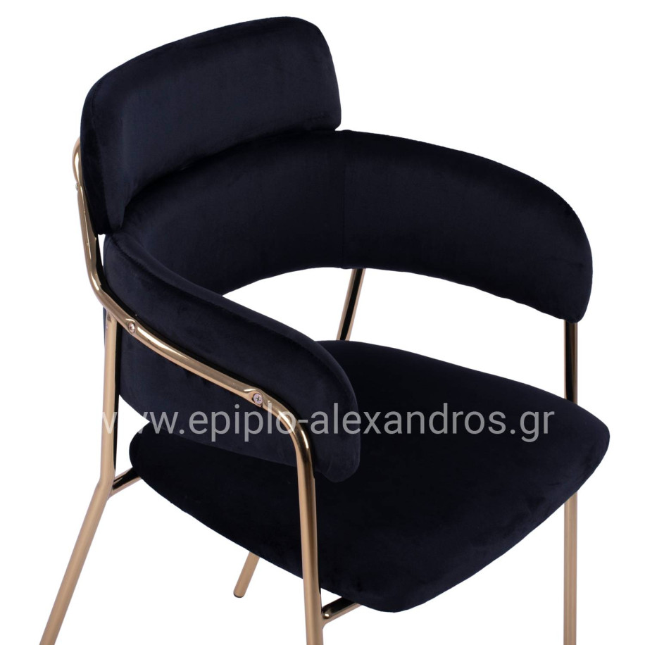 Armchair Kelso HM8521.04 Velvet Black & Gold Leg 52,5x52x80 cm