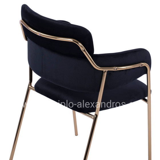 ΠΟΛΥΘΡΟΝΑΚΙ KELSO HM8521.04 ΒΕΛΟΥΔΟ ΜΑΥΡΟ & ΕΠΙΧΡΥΣΟ ΠΟΔΙ 52,5x52x80Υ εκ.