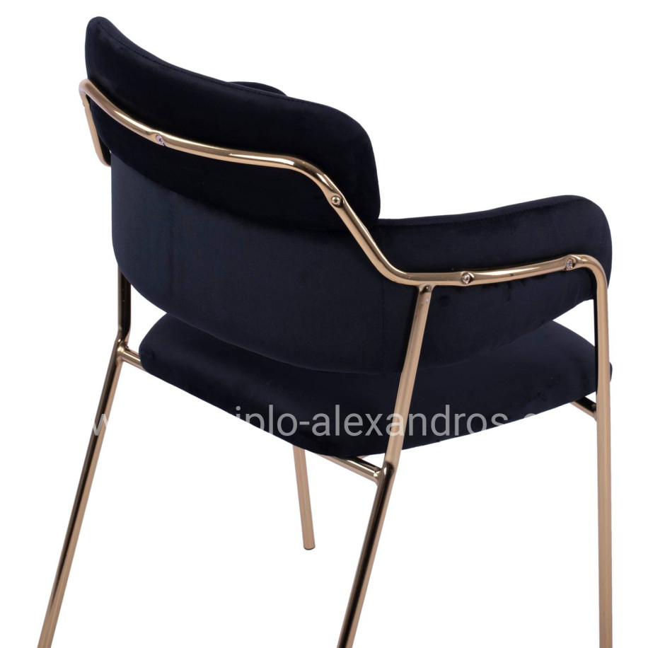 Armchair Kelso HM8521.04 Velvet Black & Gold Leg 52,5x52x80 cm