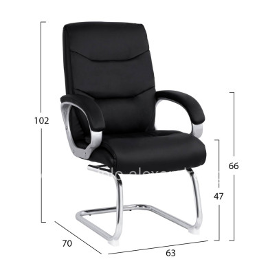 CONFERENCE ARMCHAIR SEMI-SWIVEL ZAMORA HM1088.01 BLACK PU LEATHER 63Χ70Χ102Hcm.