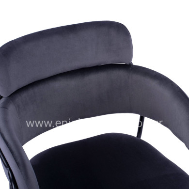 Armchair Kelso HM8521.01 Velvet Dark Grey & Black Leg 52,5x52x80 cm