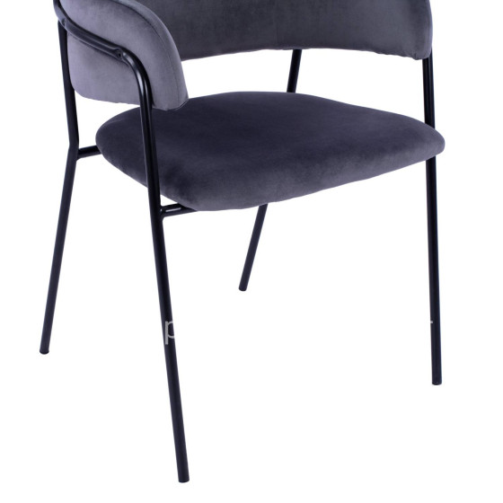 Armchair Kelso HM8521.01 Velvet Dark Grey & Black Leg 52,5x52x80 cm