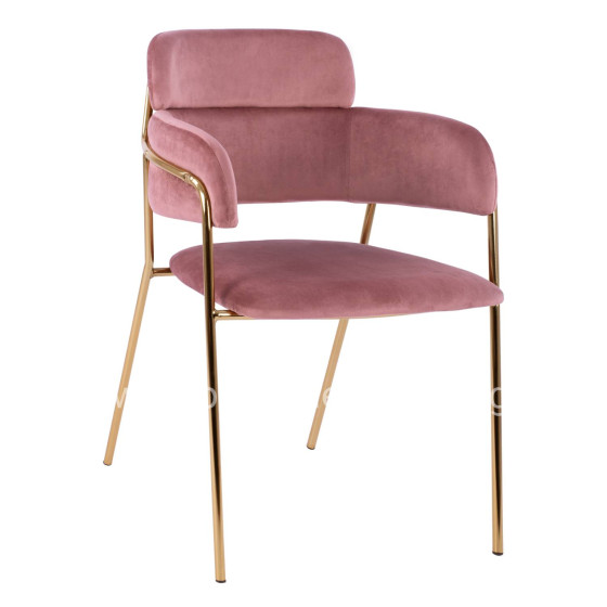 ARMCHAIR KELSO HM8521.02 VELVET DUSTY PINK & GOLD PLATED LEGS 52,5x52x80Υ cm.