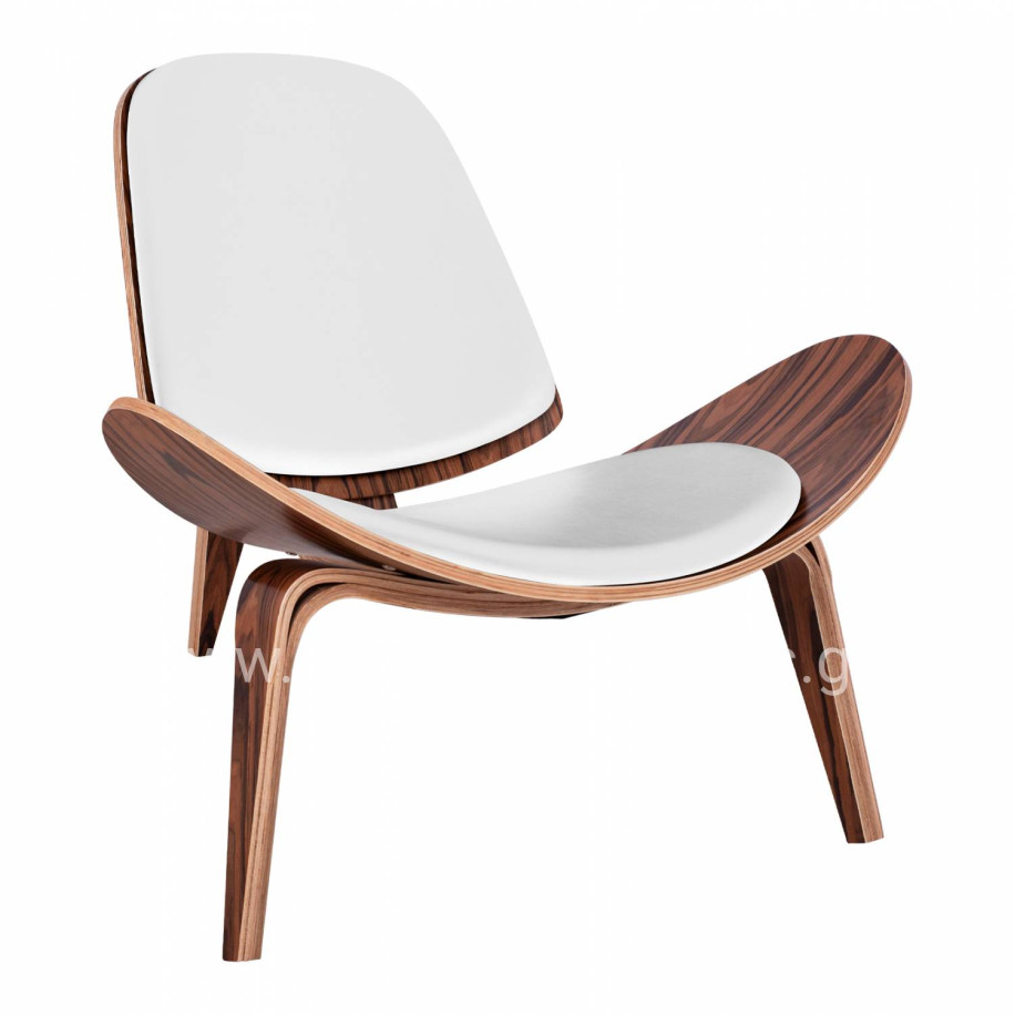 HM1128.13 armchair SUPERIOR PLUS., WALNUT COLORED frame, white cushions