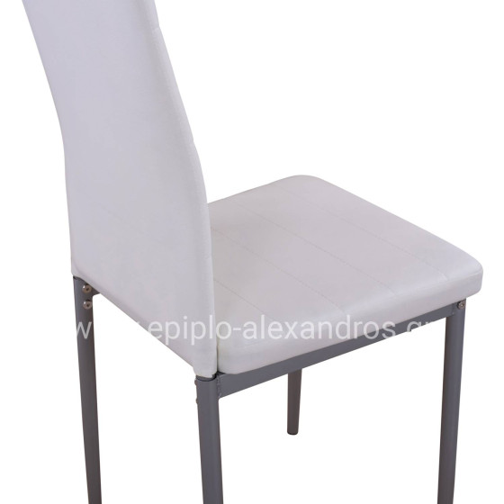 Metallic chair Lady HM0037.11 White PU Metalic Frame K/D 40x48x95H cm