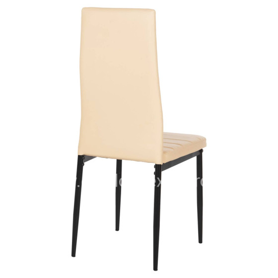 DINING CHAIR LADY HM0037.25 CREAM WHITE PU-BLACK METAL FRAME K/D 42x44x95Hcm
