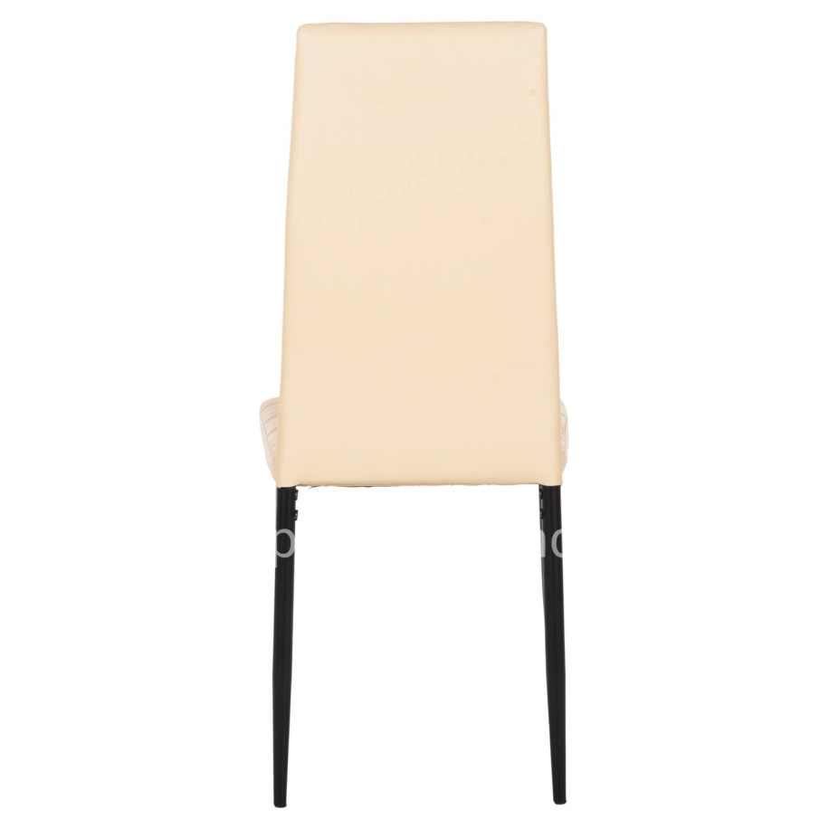 DINING CHAIR LADY HM0037.25 CREAM WHITE PU-BLACK METAL FRAME K/D 42x44x95Hcm