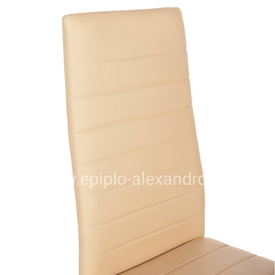 DINING CHAIR LADY HM0037.25 CREAM WHITE PU-BLACK METAL FRAME K/D 42x44x95Hcm