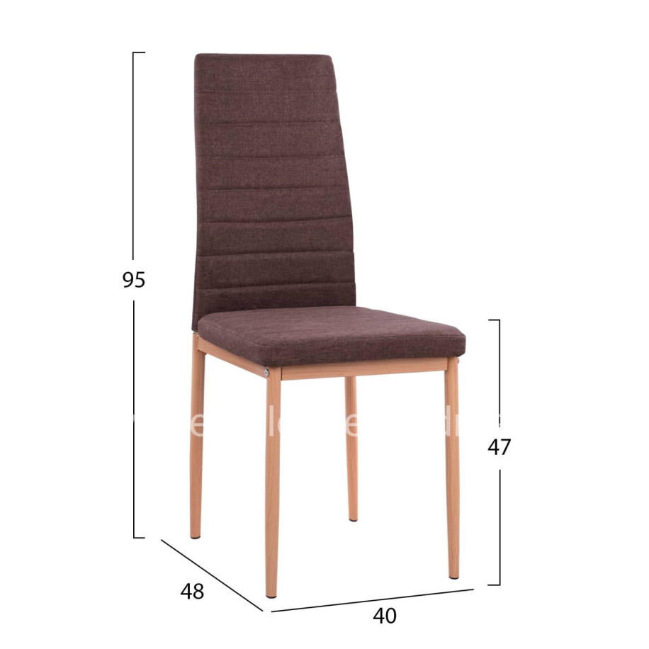 Metallic chair Lady HM0037.13 Brown fabric with metallic frame K/D 40x48x95 cm