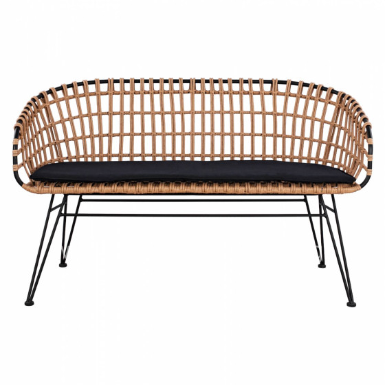 ΠΑΓΚΑΚΙ ΜΕΤΑΛΛΙΚΟ ALLEGRA HM5692 ΜΕ WICKER ΜΑΥΡΟ-ΜΠΕΖ 124x57x77Υ εκ.