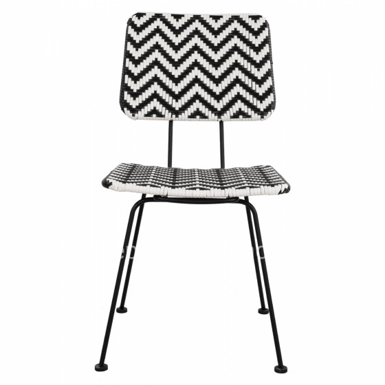Metallic chair Allegra HM5693 with wivker Black-White 46x56x88cm