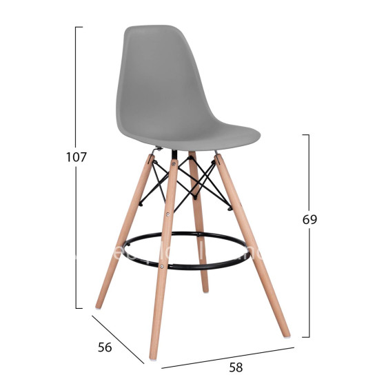 Bar Stool Renata HM0173.10 Grey 58x56x107cm
