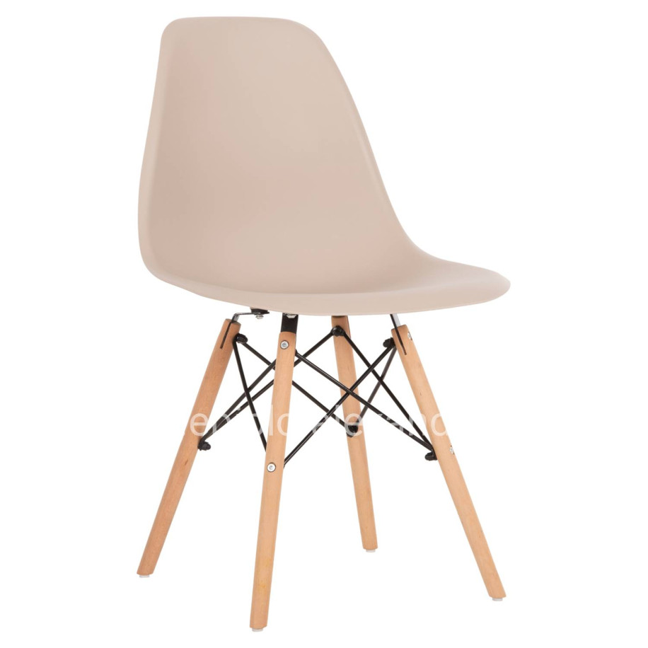 DINING CHAIR TWIST HM8460.25 WOODEN LEGS-POLYPROPYLENE SEAT IN CAPPUCCINO COLOR 46x50x82Hcm.
