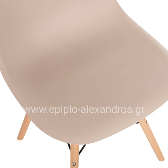 DINING CHAIR TWIST HM8460.25 WOODEN LEGS-POLYPROPYLENE SEAT IN CAPPUCCINO COLOR 46x50x82Hcm.