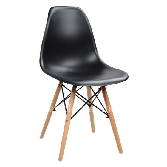 Chair with wooden legs and seat Twist PP black HM8460.02 46x50x82 cm
