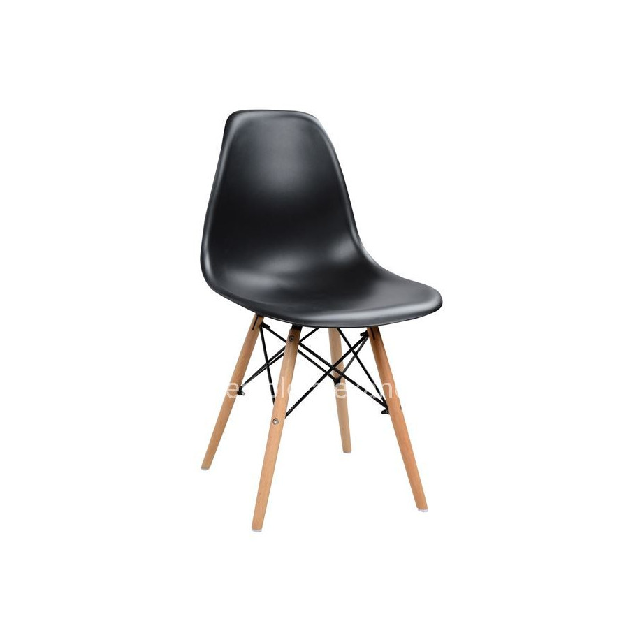Chair with wooden legs and seat Twist PP black HM8460.02 46x50x82 cm