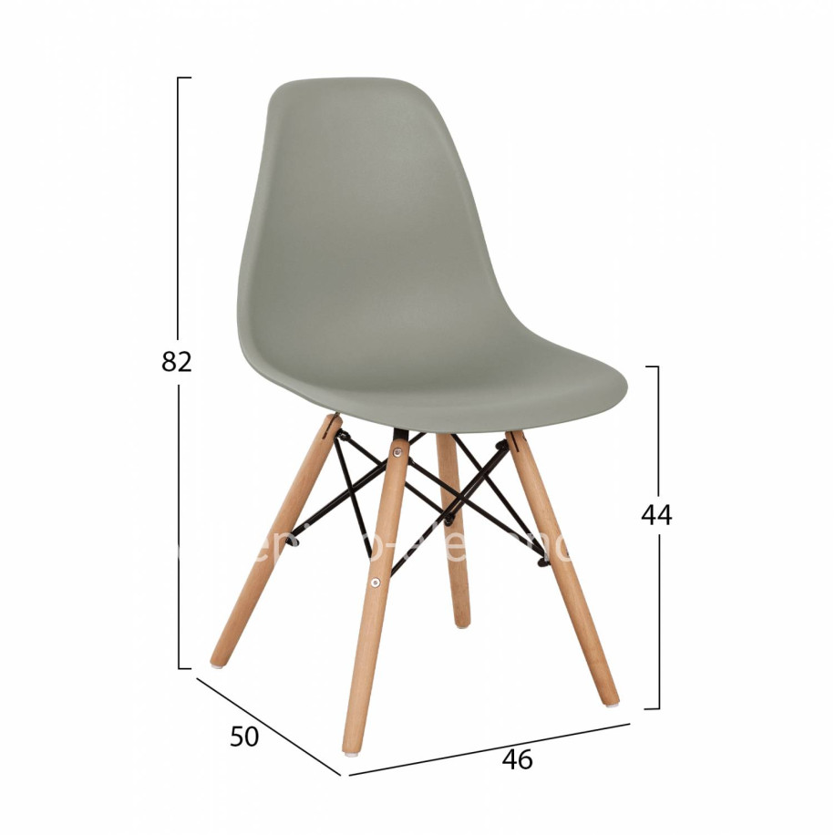Chair with wooden legs and seat Twist PP Grey HM8460.10 46x50x82 cm