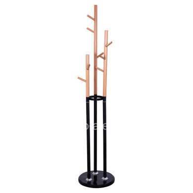 COAT HANGER TRIPLE-PILLAR WYATT HM8610.02 BEECH WOOD-BLACK METAL AND MARBLE BASE Φ37X173Hcm.