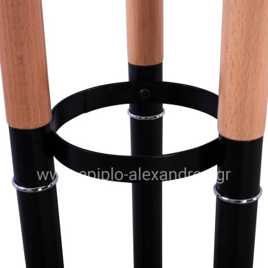 COAT HANGER TRIPLE-PILLAR WYATT HM8610.02 BEECH WOOD-BLACK METAL AND MARBLE BASE Φ37X173Hcm.