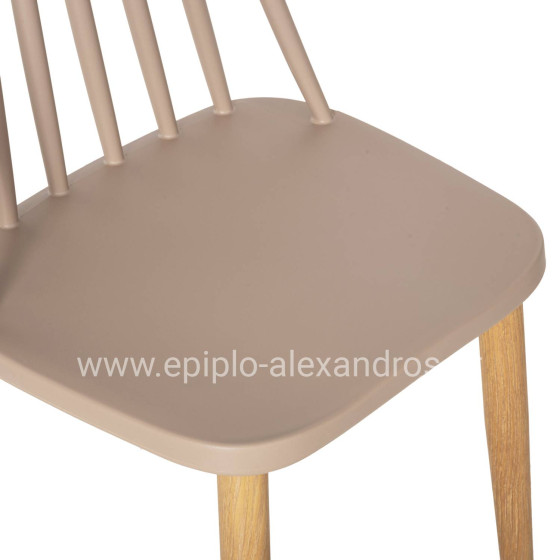 Dining chair HM8052.25 Vanessa Cappuccino with metallic legs 42.5x44x81H cm.