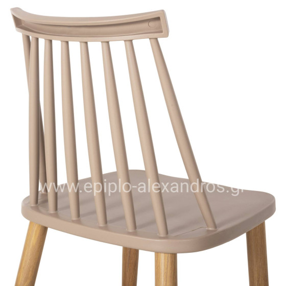 Dining chair HM8052.25 Vanessa Cappuccino with metallic legs 42.5x44x81H cm.