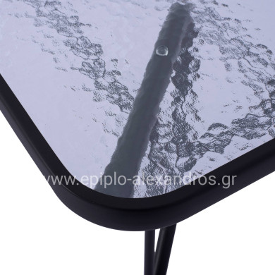 OUTDOOR METALLIC TABLE ADAM HM5679.01 GREY WITH REINFORCED GLASS TOP 120Χ70Χ71Hcm.