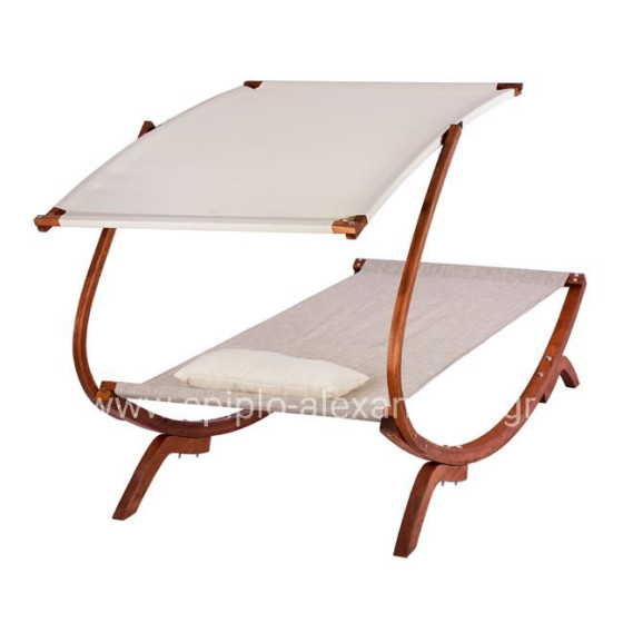 Sunbed Wooden Walnut-Beige with shade Colby HM5671.02 105x221x162cm