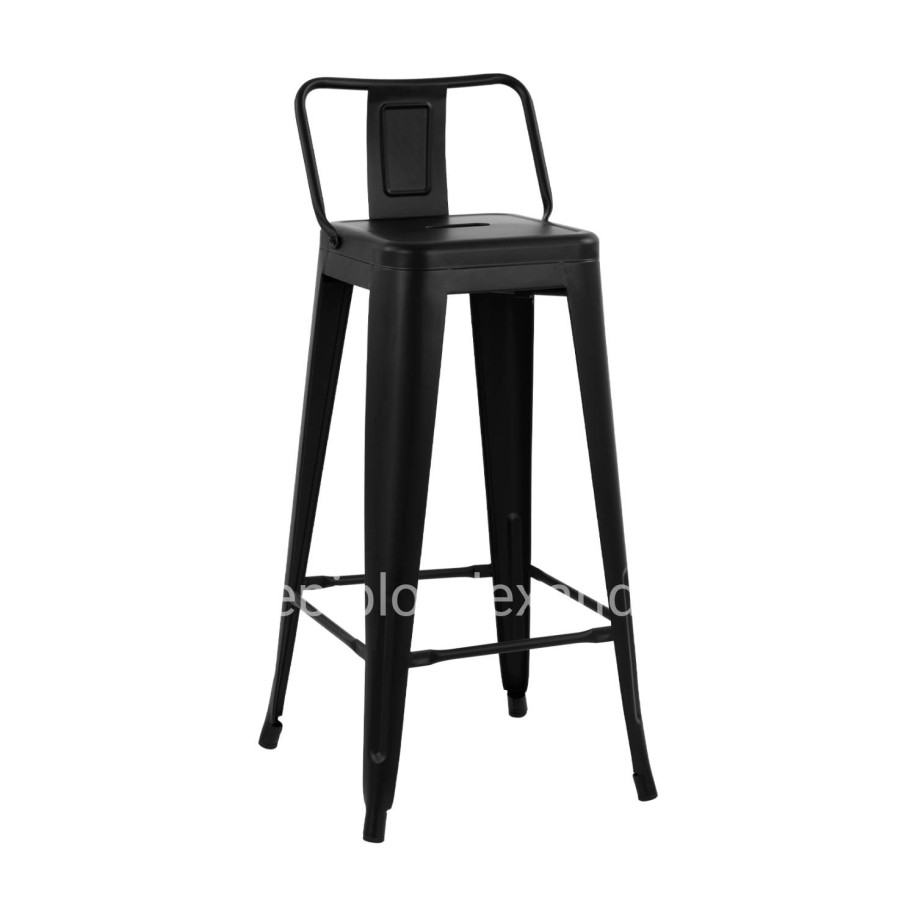 Bar Stool Metallic Melita with back Black matte 43x43x95cm HM8643.22