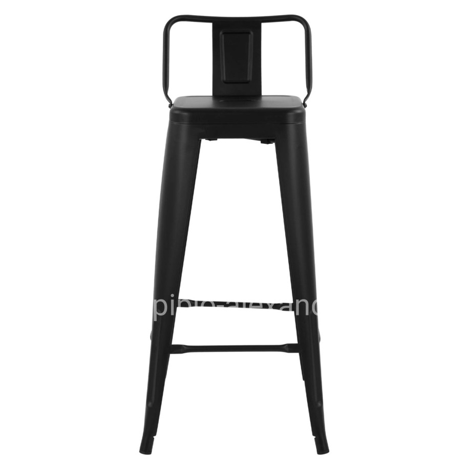 Bar Stool Metallic Melita with back Black matte 43x43x95cm HM8643.22