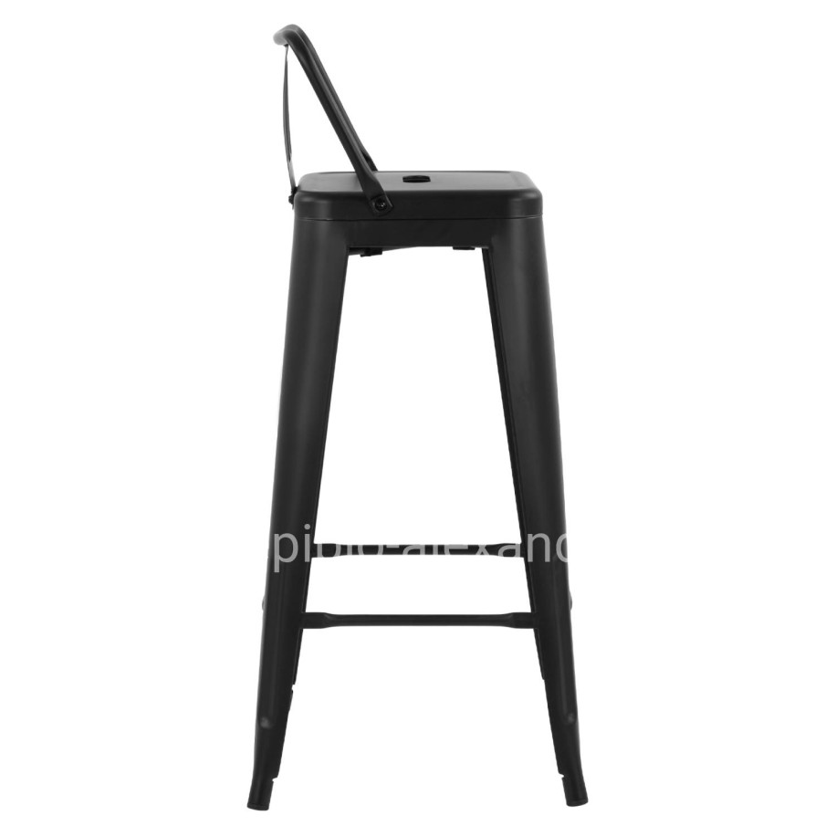Bar Stool Metallic Melita with back Black matte 43x43x95cm HM8643.22