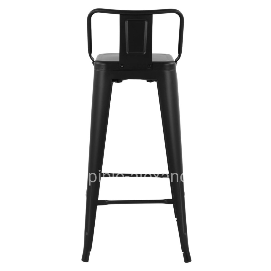 Bar Stool Metallic Melita with back Black matte 43x43x95cm HM8643.22