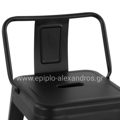 Bar Stool Metallic Melita with back Black matte 43x43x95cm HM8643.22