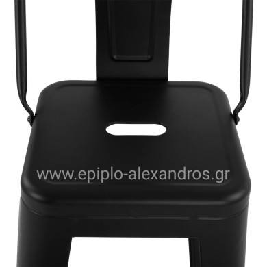 Bar Stool Metallic Melita with back Black matte 43x43x95cm HM8643.22