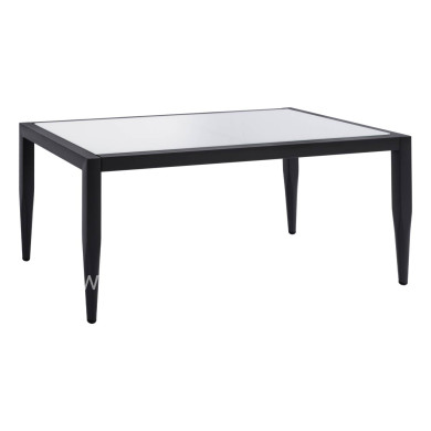 Aluminum Table HM5551.02 in grey color with glass 100x58x46cm
