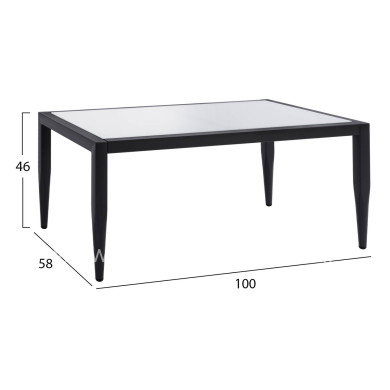Aluminum Table HM5551.02 in grey color with glass 100x58x46cm