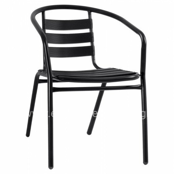 Armchair Laura Metallic Black with aluminum slats HM5037.03 54x59x73cm