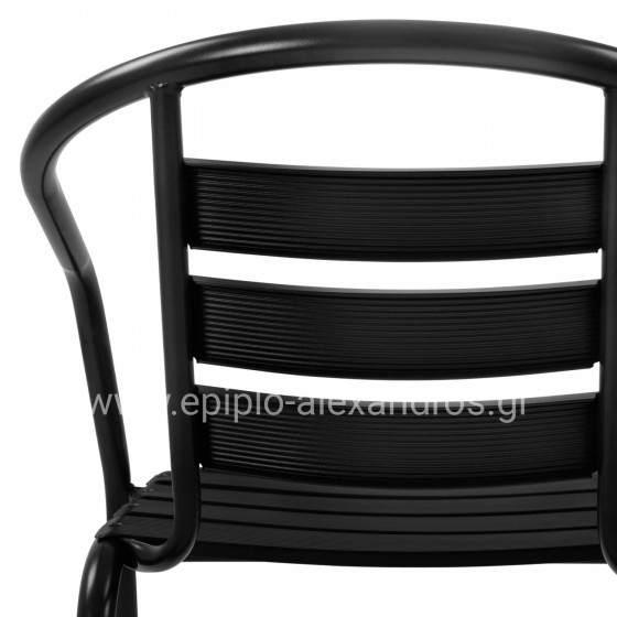 Armchair Laura Metallic Black with aluminum slats HM5037.03 54x59x73cm
