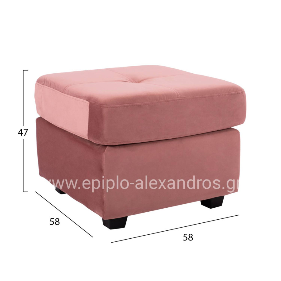 SOFA CORNER REVERSIBLE FABRIC VELVET DUSTY PINK 207x145x85Y cm. HM3004.12