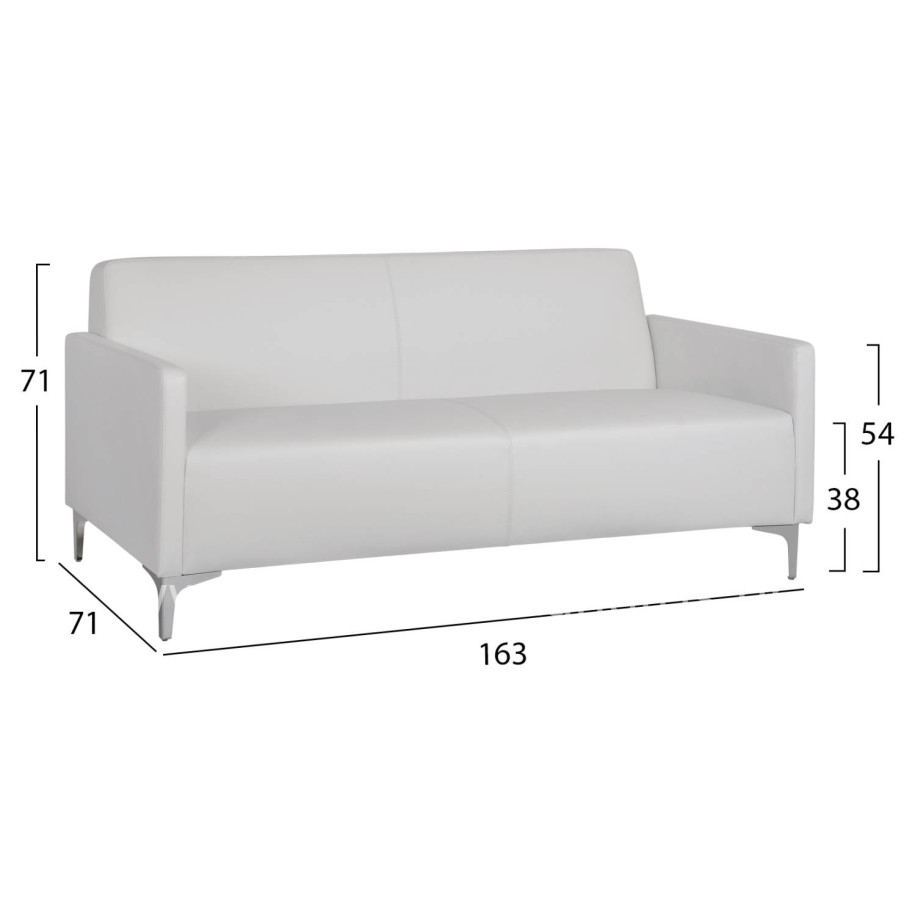 Sofa 3 seater Nellie HM3159.32 with white PU 163x71x71cm
