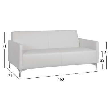 Sofa 3 seater Nellie HM3159.32 with white PU 163x71x71cm