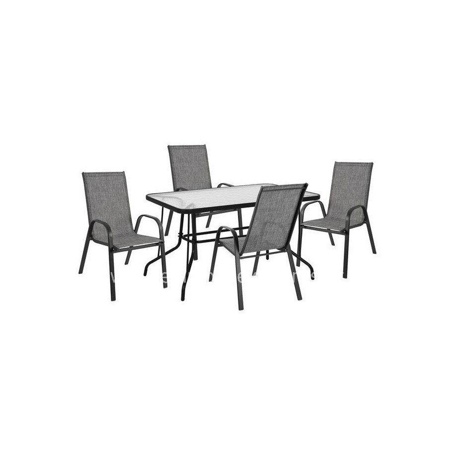 OUTDOOR DINING SET 5PCS HM10565.01 TABLE 120X70X71H & 4 ARMCHAIRS-GREY METAL