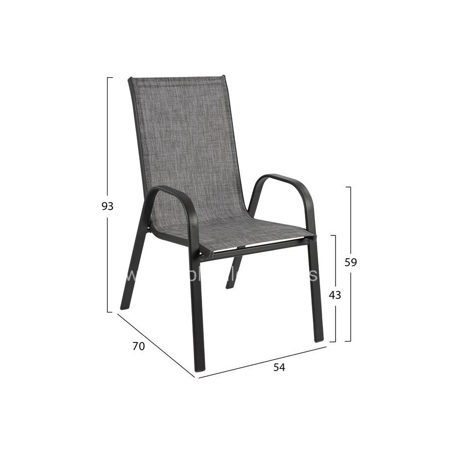 OUTDOOR DINING SET 5PCS HM10565.01 TABLE 120X70X71H & 4 ARMCHAIRS-GREY METAL