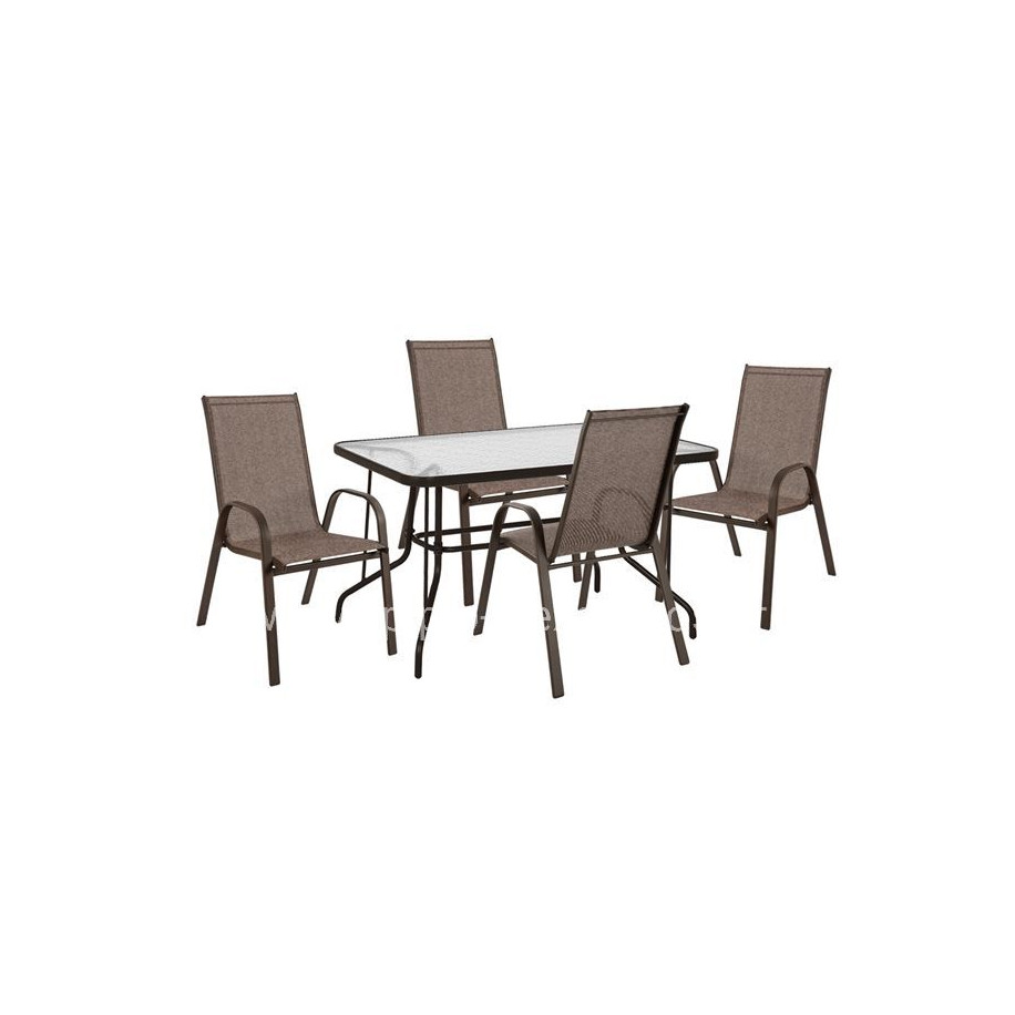 OUTDOOR DINING SET 5PCS HM10565.02 WITH METAL TABLE 120x70x71H & METAL CHAIRS IN BROWN