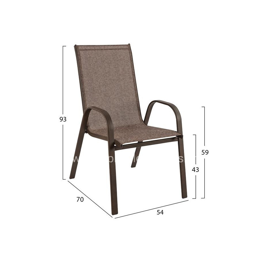 OUTDOOR DINING SET 5PCS HM10565.02 WITH METAL TABLE 120x70x71H & METAL CHAIRS IN BROWN