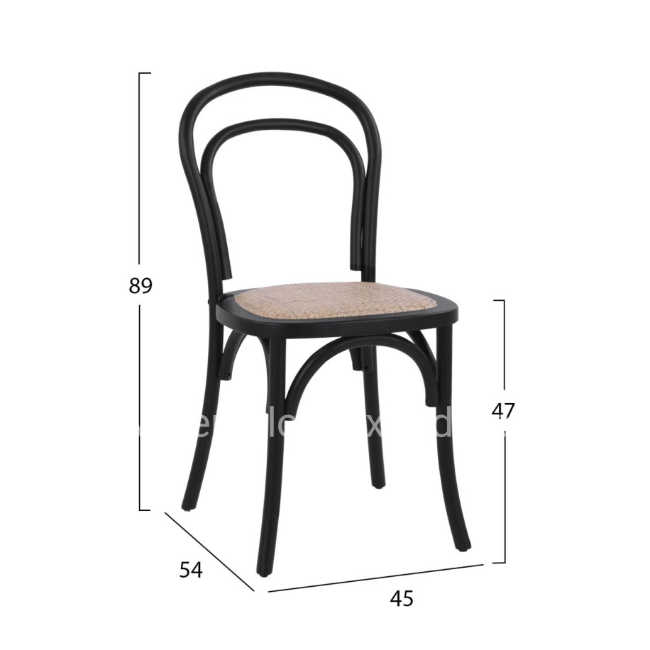 Wooden chair Vienna type Aliyah Stackable from beech wood black matte HM8644.02 45x54x89 cm