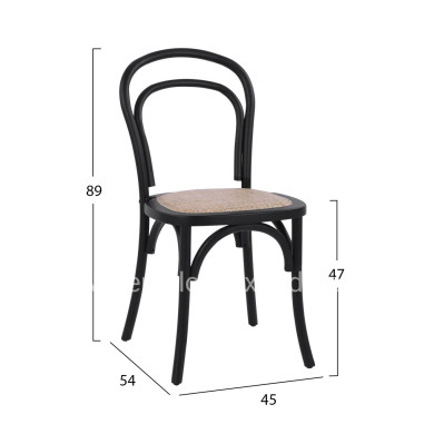 Wooden chair Vienna type Aliyah Stackable from beech wood black matte HM8644.02 45x54x89 cm