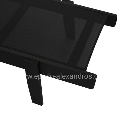 Professional Sunbed Beech wood Creta Black & Black Fabric HM11340.02 202,5x66,5x30,5 cm