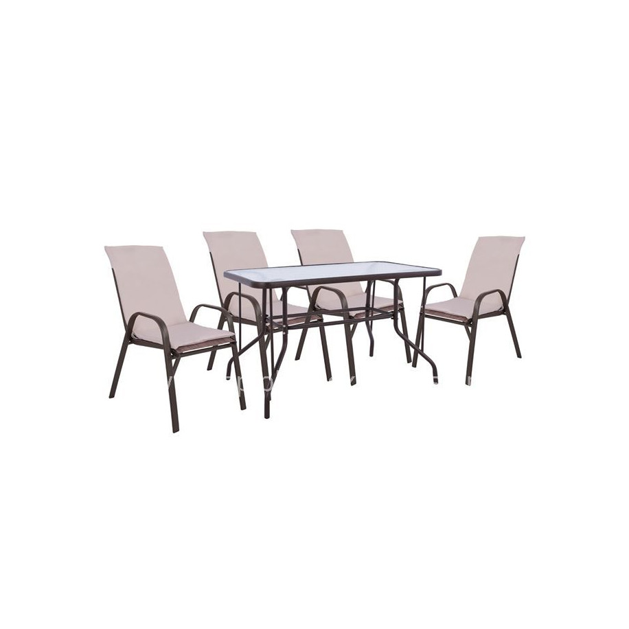OUTDOOR DINING SET 5PCS HM10566.02 WITH TABLE 110X60cm & 4 CHAIRS WITH CUSHIONS IN BROWN