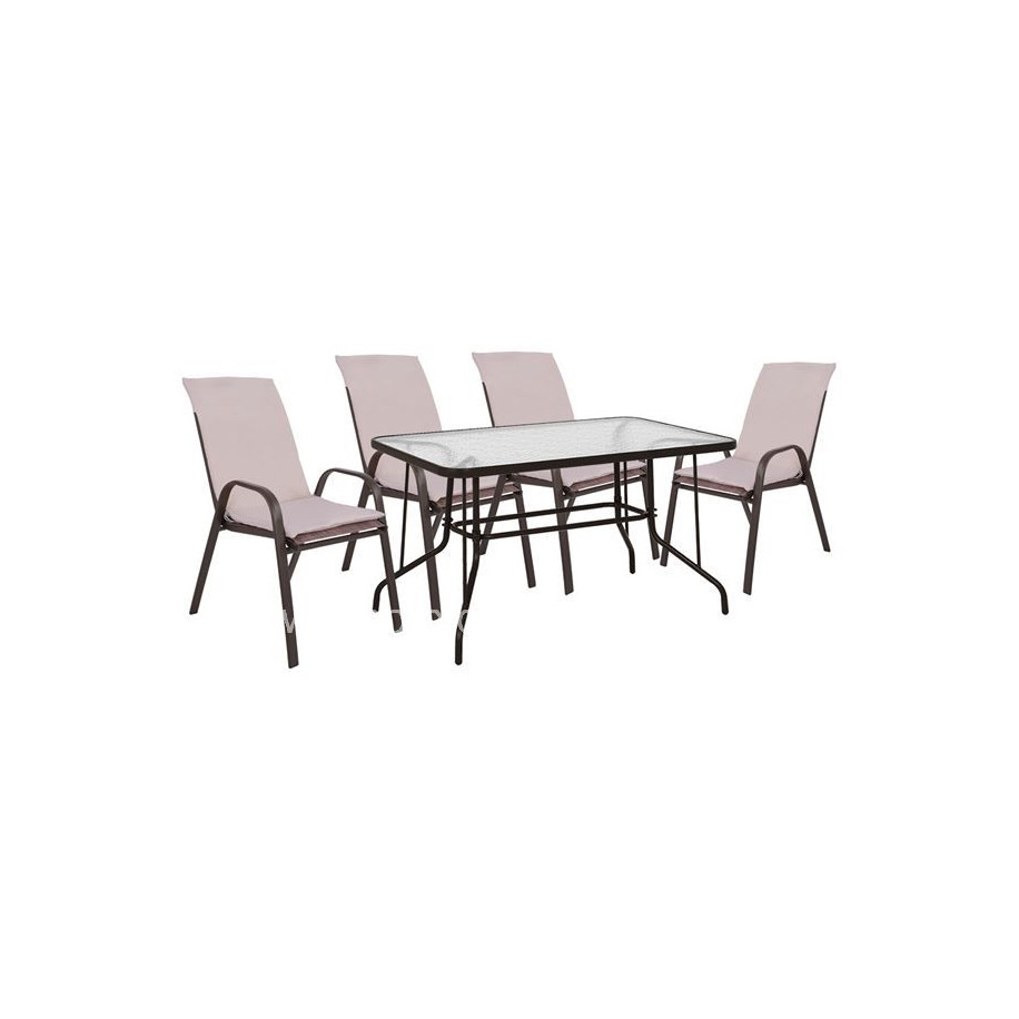 OUTDOOR DINING SET 5PCS HM10568.02 TABLE 120X70cm & 4 CHAIRS WITH CUSHION- IN BROWN COLOR