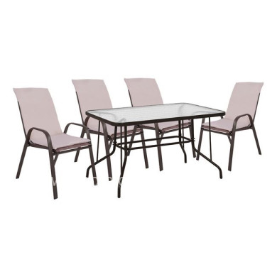 OUTDOOR DINING SET 5PCS HM10568.02 TABLE 120X70cm & 4 CHAIRS WITH CUSHION- IN BROWN COLOR